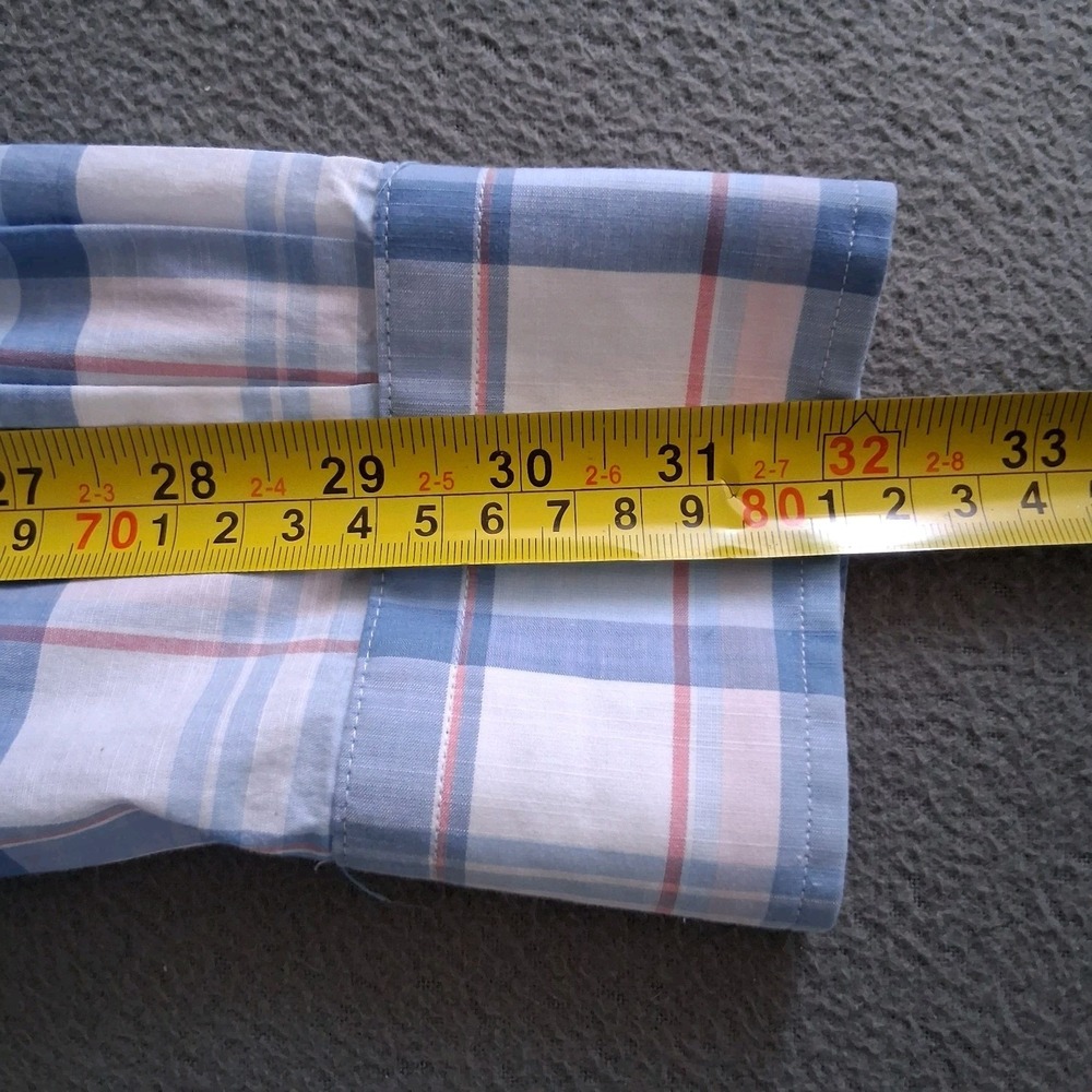 Peter Millar Men's Large Long Sleeve Plaid Stretch Shirt Blue White - Picture 13 of 14